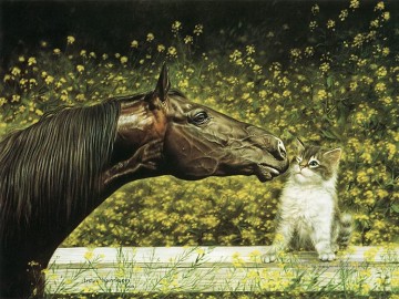 cheval et chat Peinture à l'huile
